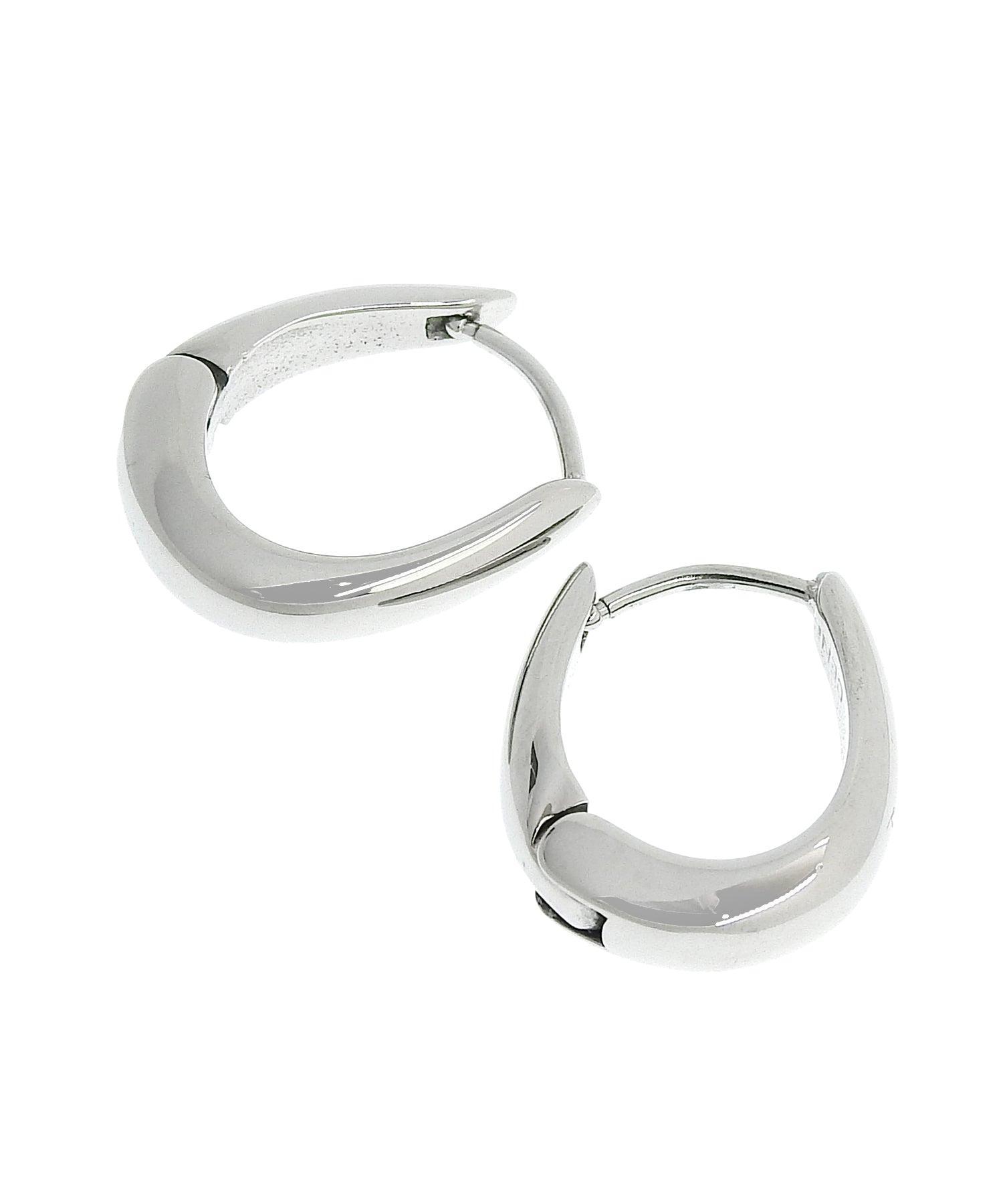 シルバー]ウェーブフープピアス