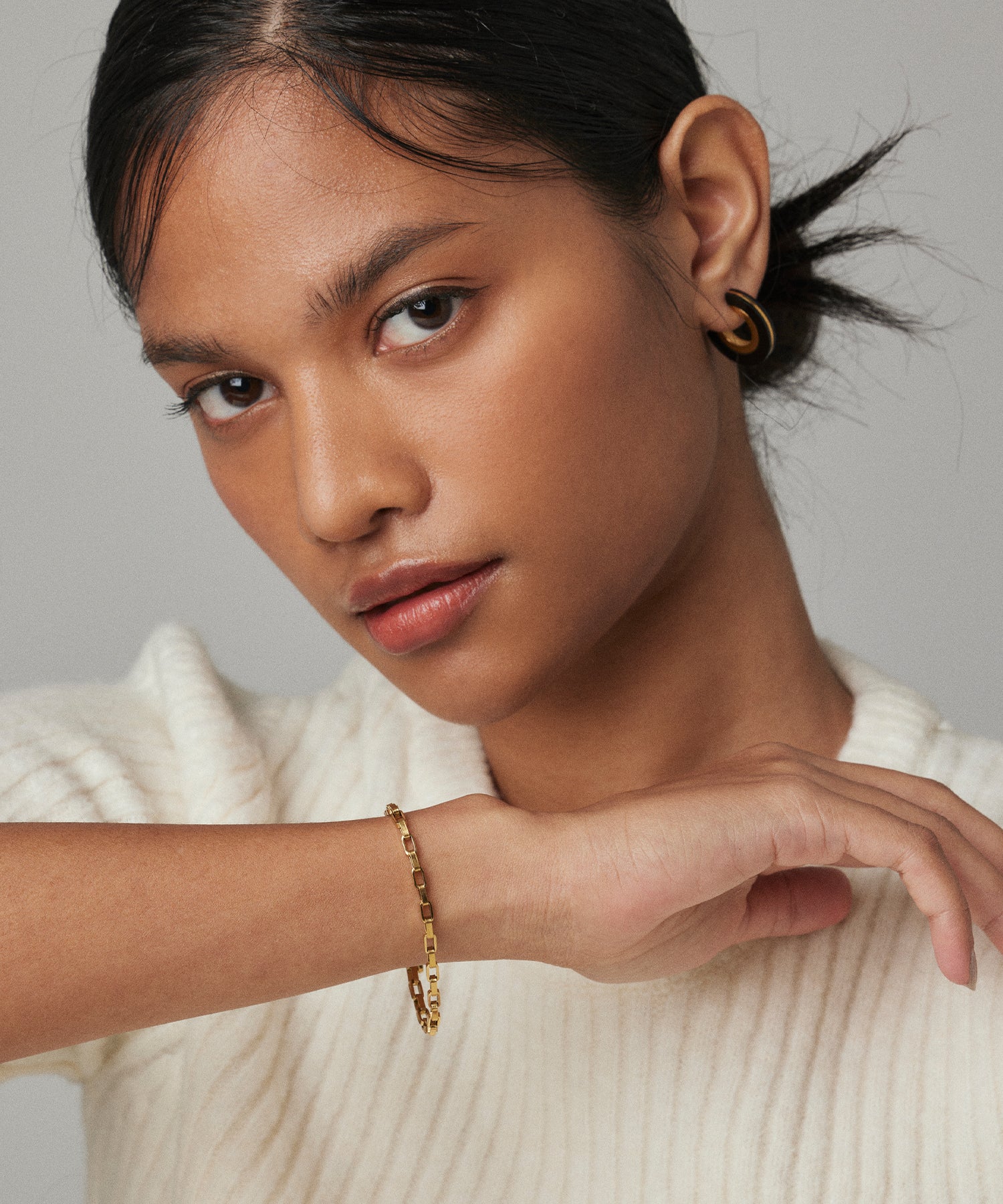 ゴールド]スクエアチェーンブレスレット