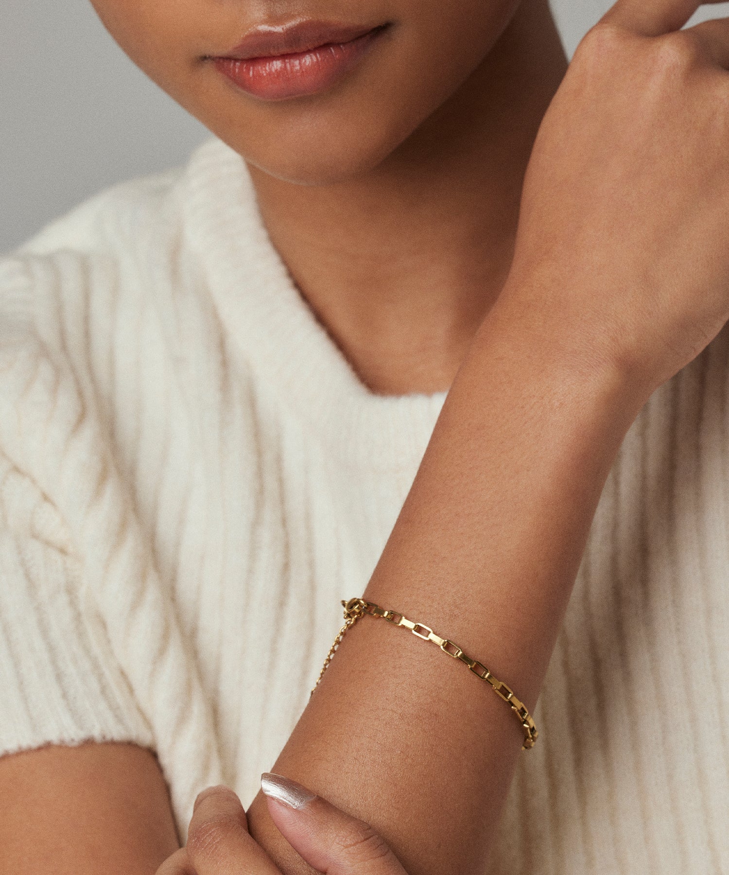 ゴールド]スクエアチェーンブレスレット