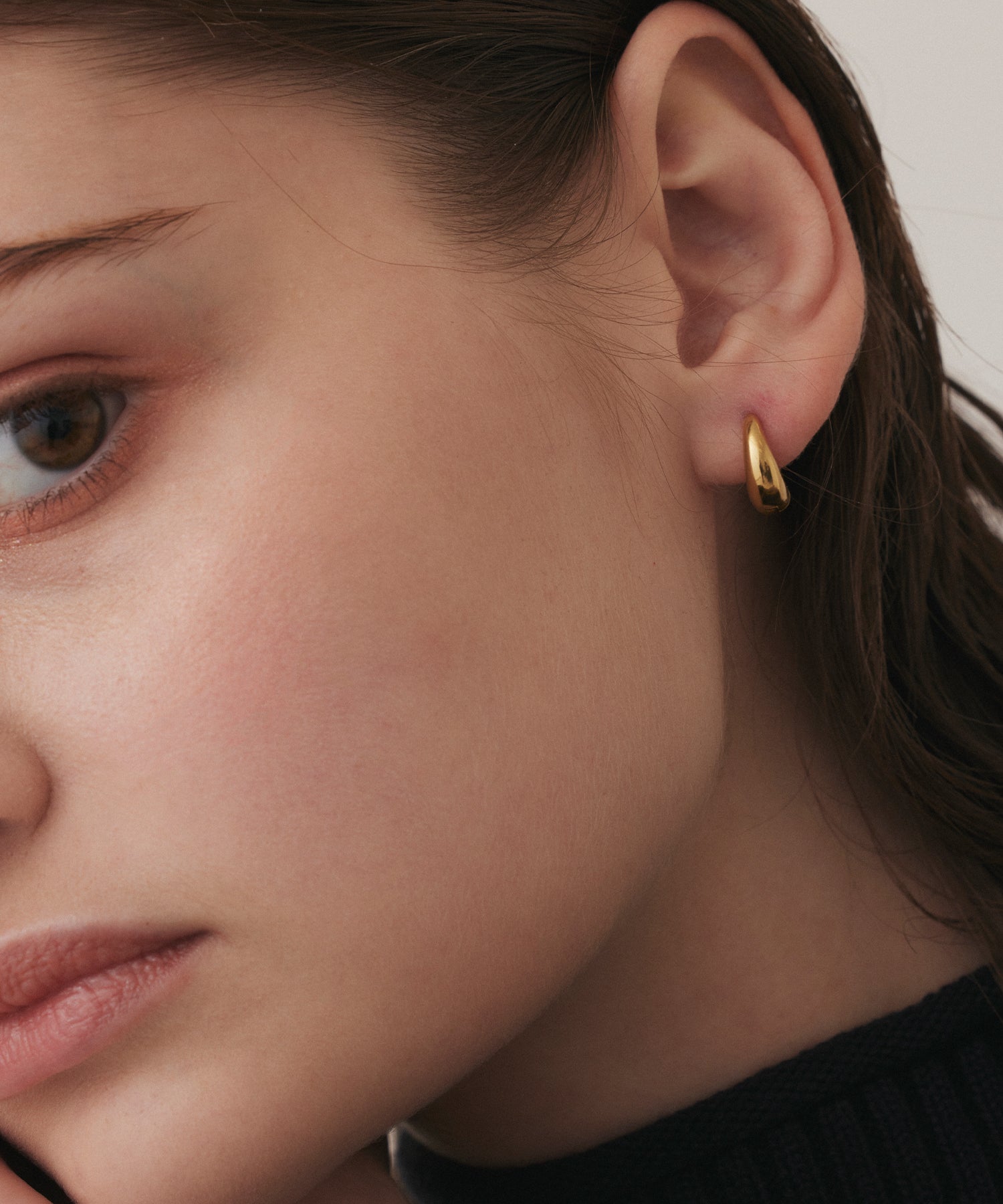 ゴールド]ドロップフープピアス