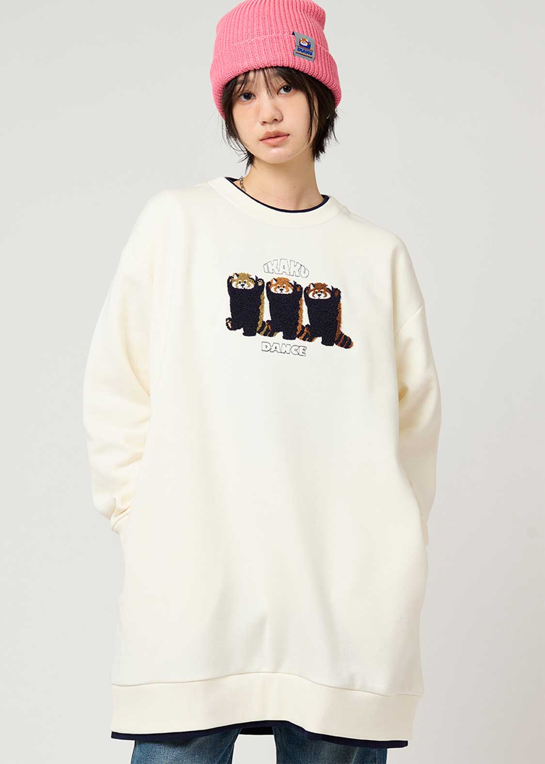 イカクダンス｜裏起毛レイヤードスウェットチュニック｜ウィメンズ