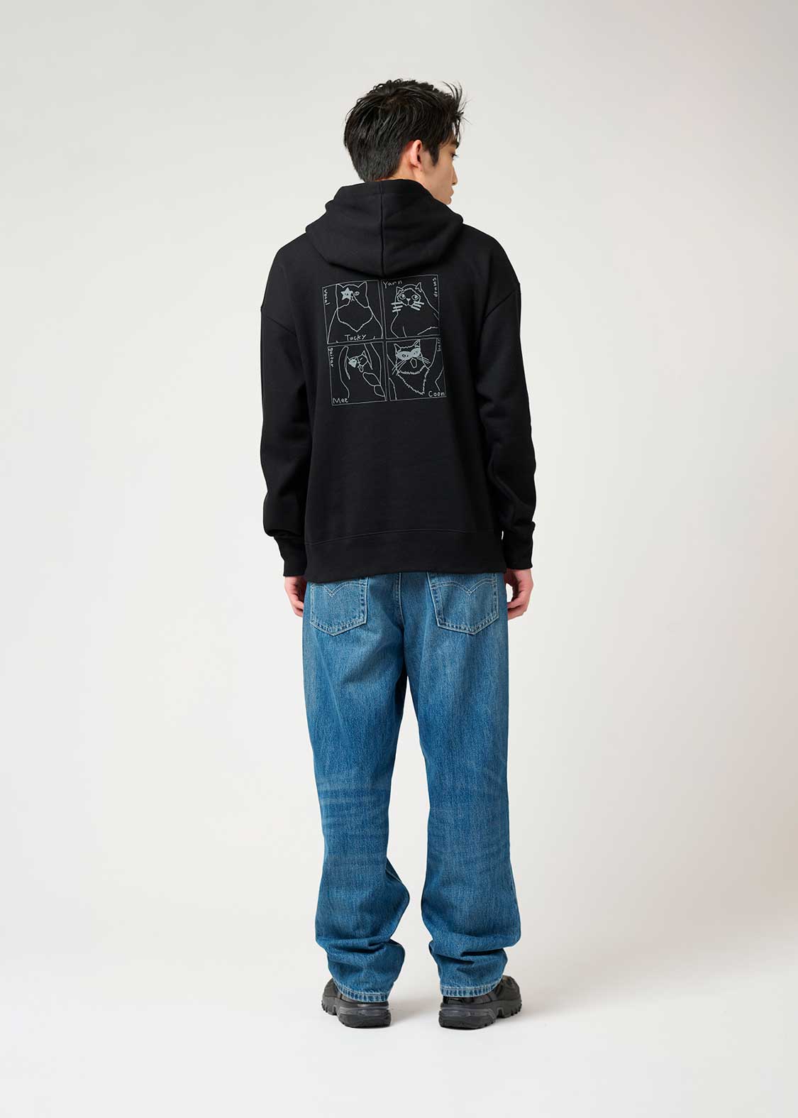 2025AW【Drawing Numbers】ブラック クロップドニットパーカー 2025AW