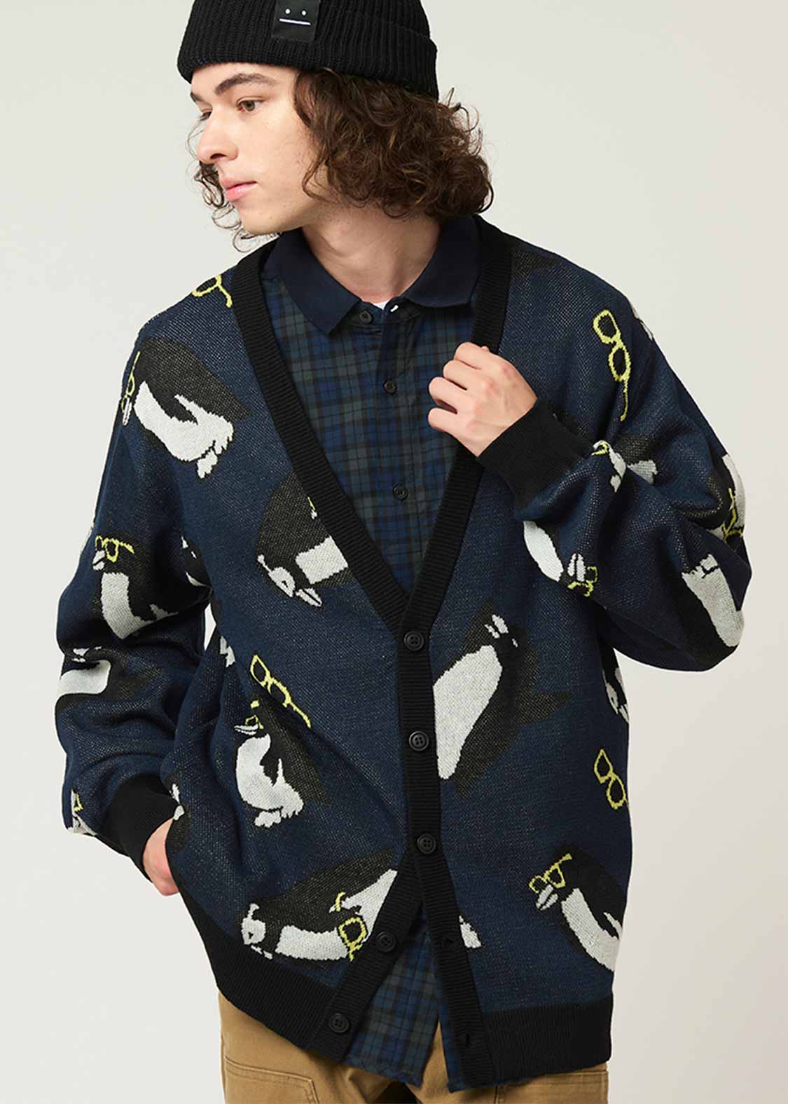 シティボーイペンギン｜ウォッシャブルジャカードカーディガン｜ユニ