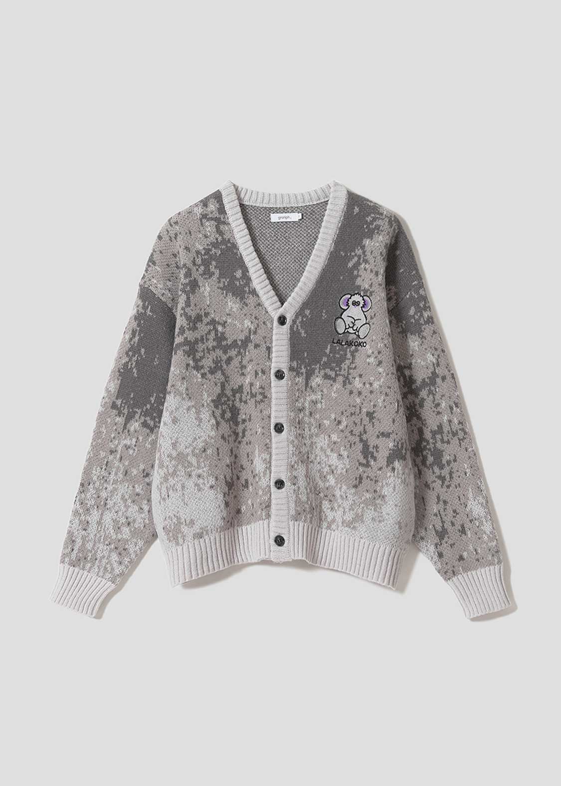 ララココ｜ジャカードVネックニットカーディガン｜ユニセックス