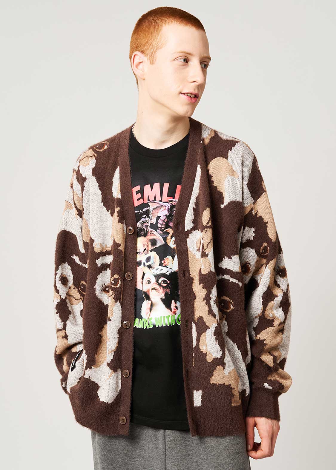 ギズモ ハニカミ パターン｜ジャカードVネックカーディガン｜ユニ