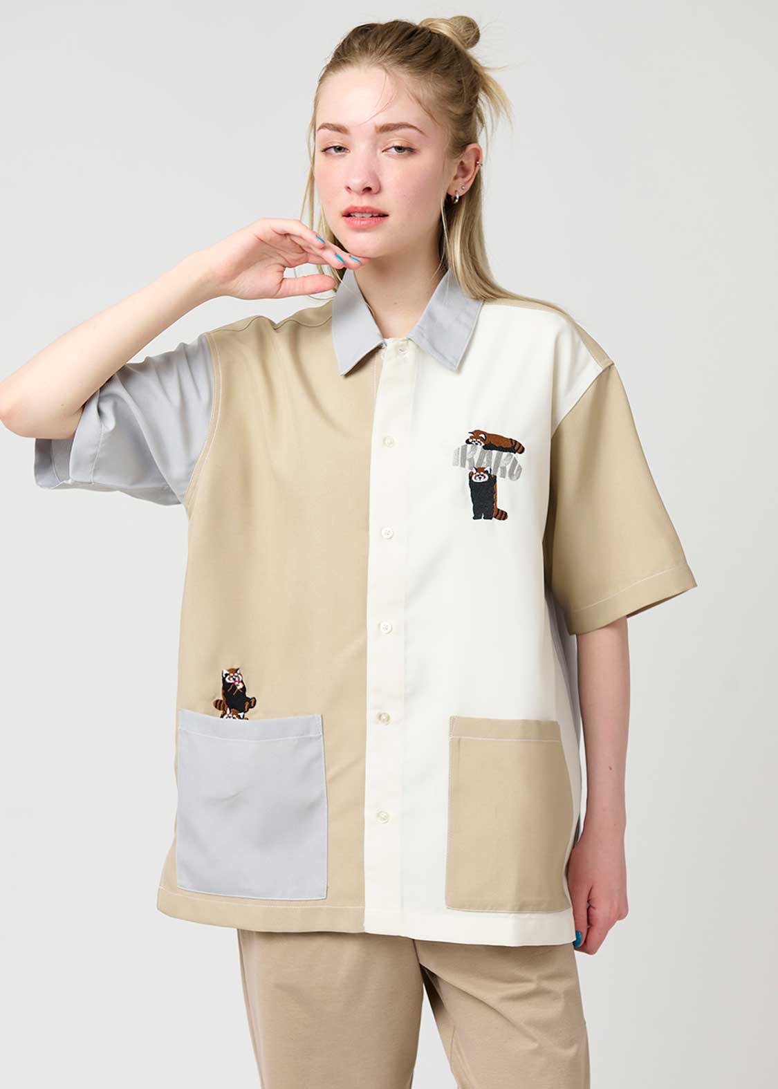 イカクパワー｜ビッグシルエットポリトロ半袖シャツ｜ユニセックス