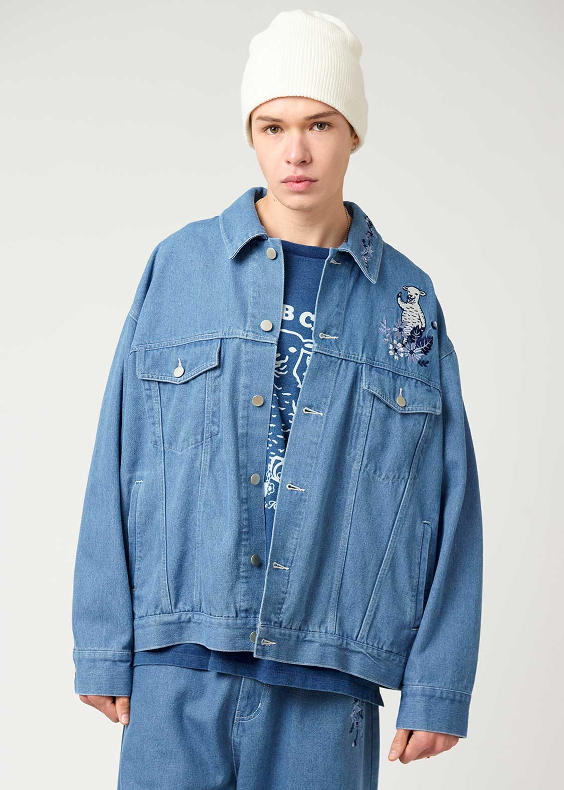 フラワーカンフーラムチョップ｜デニムジャケット｜ユニセックス