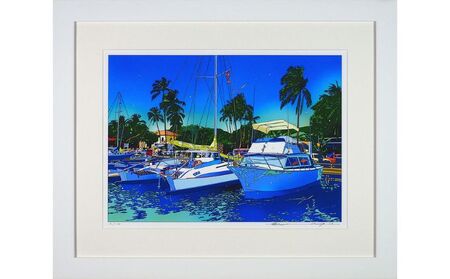 版画 鈴木英人 「マリン ウィスパー2」 シリアルナンバー入り フレーム