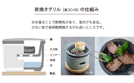 美濃焼】The chef 炭焼きグリル小 黒【株式会社ロロ】卓上 コンロ 炭焼