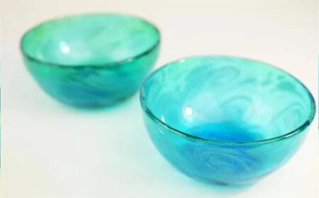 皿 琉球ガラス【沖縄県工芸士・松田英吉作】食器 10点セット：うず