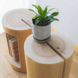 MORITO】森の丸太スツール4種セット／/オットマン 椅子 背割りあり