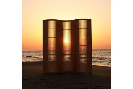 組子細工 衝立「波」 3連（国産ヒノキ）組子細工 組子 パーティション