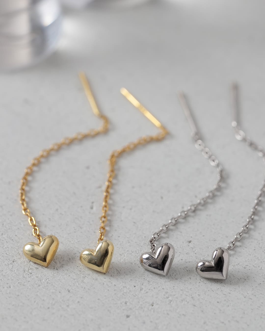 S925/18KGP】ハートモチーフロングチェーンピアス【美人百花2月号掲載