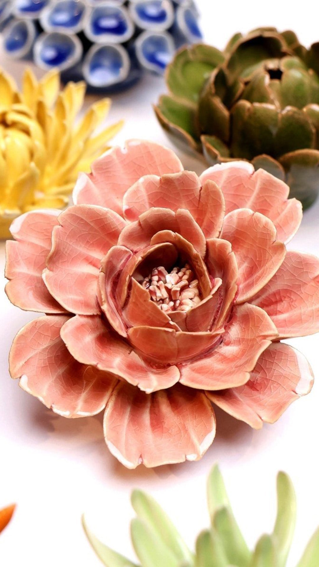Champagne Pink Rose Ceramic Flower | English Garden Collection by
