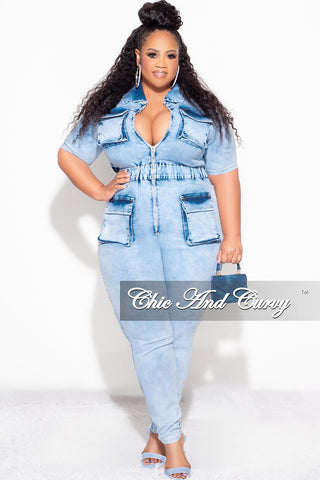 Final Sale Plus Size Zip up Jumpsuit in Blue Denim – Chic And Curvy