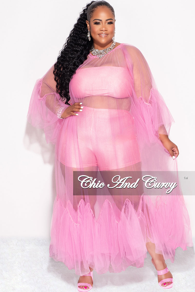 Final Sale Plus Size 3pc Tube Top, Shorts and Sheer Tulle Dress in