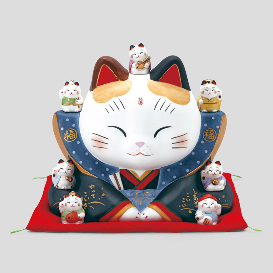 彩絵七福神福助招き猫(7号・貯金箱) – 中外陶園オンラインストア