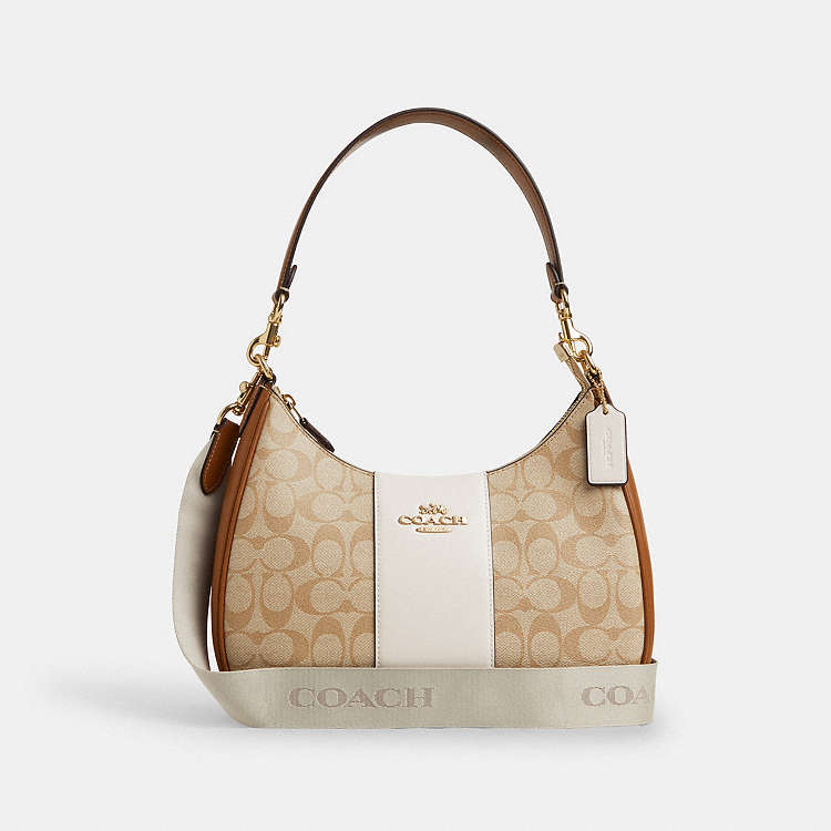 COACH® Outlet | Teri Hobo Bag In Signature Canvas With Stripe