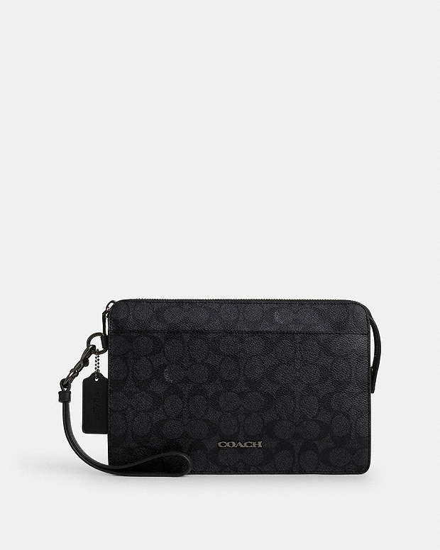 公式】コーチアウトレット | ジップ ポーチ・シグネチャー キャンバス