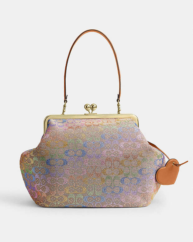 COACH® FI | Large Kisslock Frame Bag In Crystal Signature Jacquard
