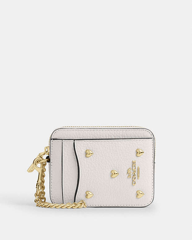 COACH® PT | Zip Card Case With Heart Rivets