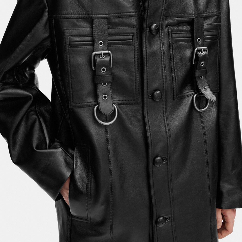 公式】COACH – コーチ | レザー バックル シャツ ジャケット