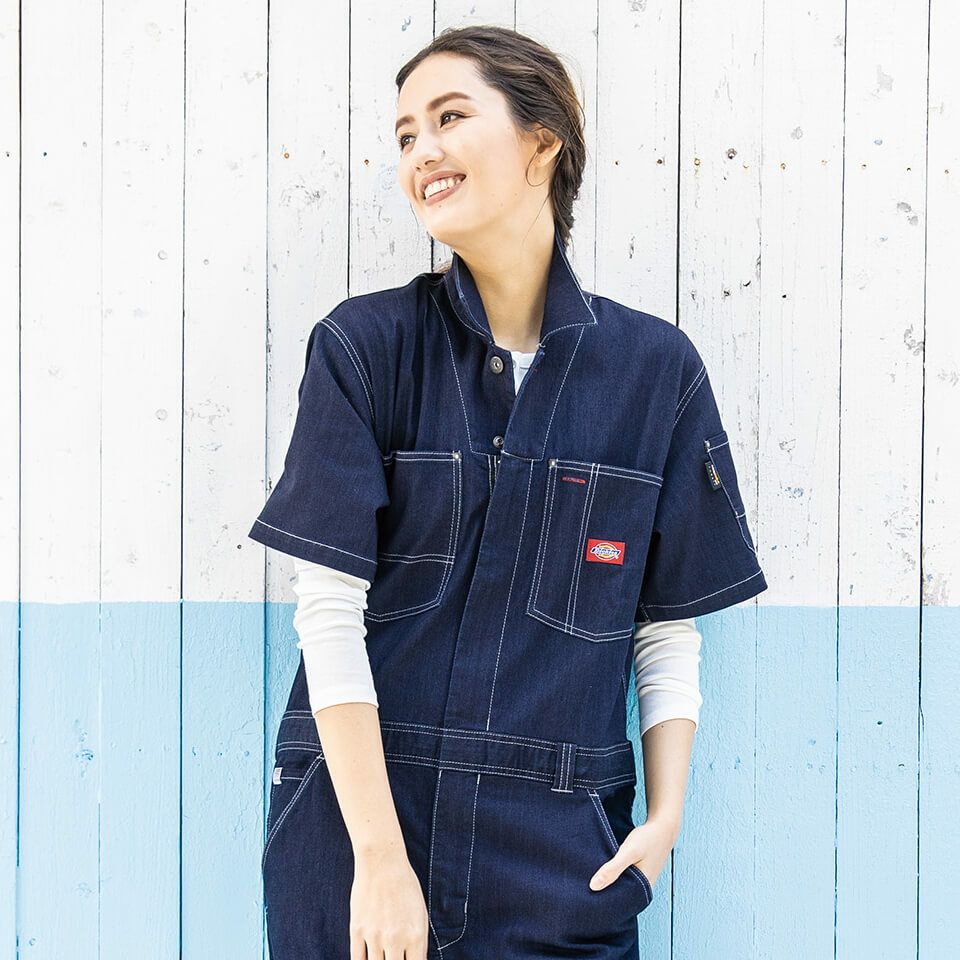 Dickies】CORDURAデニム半袖つなぎ|コーコス信岡公式通販
