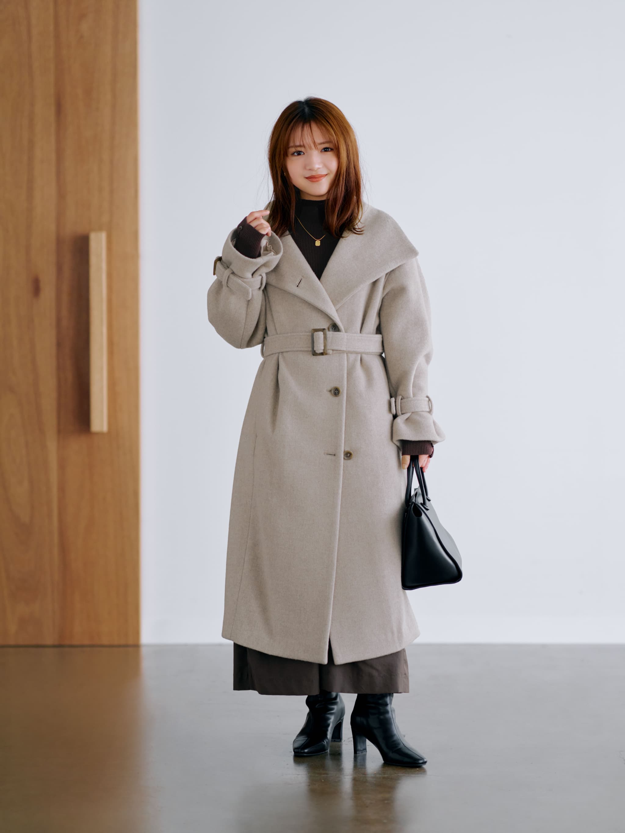 田中亜希子さんコラボ】セミダブルウールロングコート-short & regular