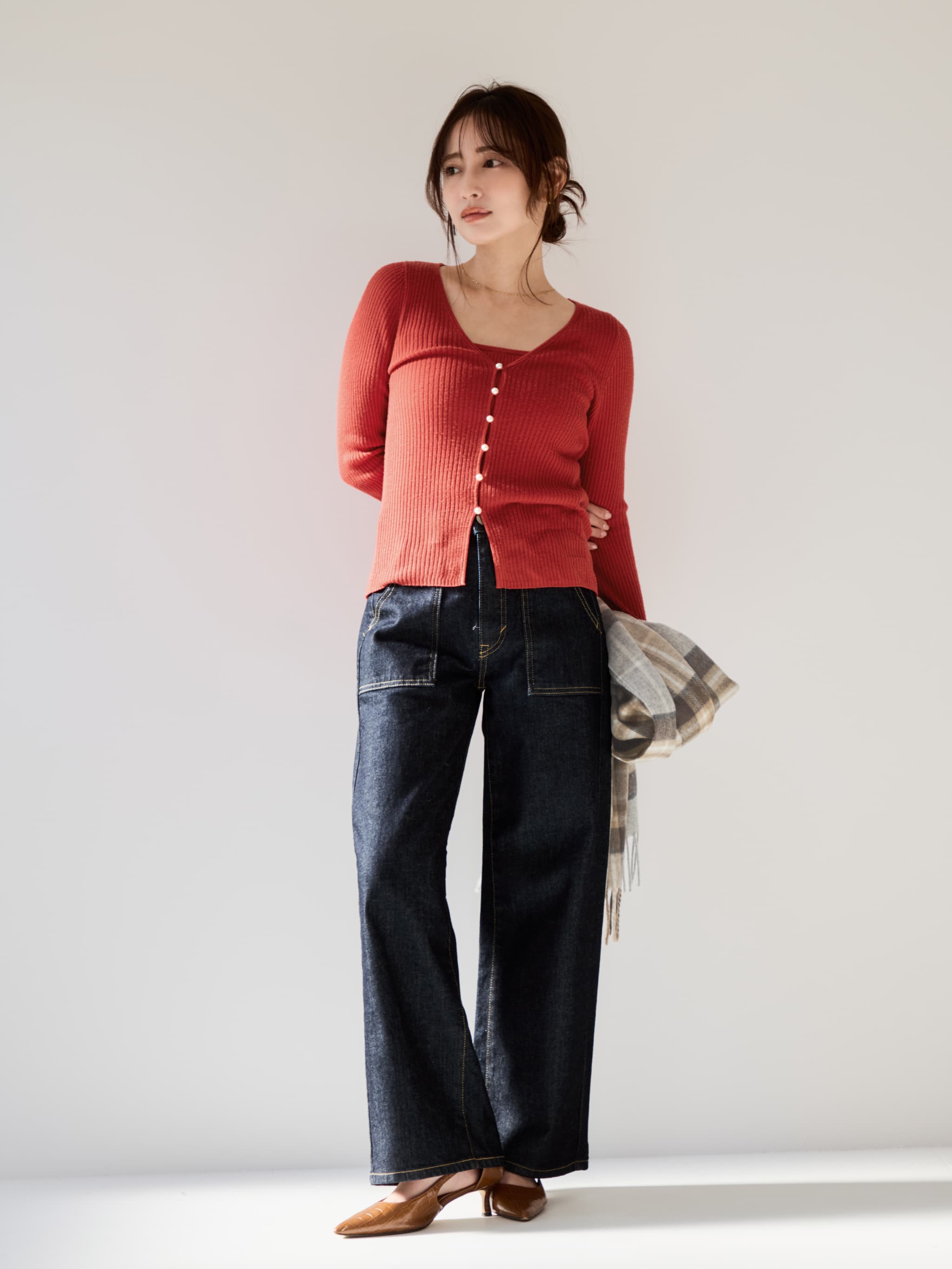 SOMETHINGコラボ】ベイカーストレートデニム-short & regular | 小柄