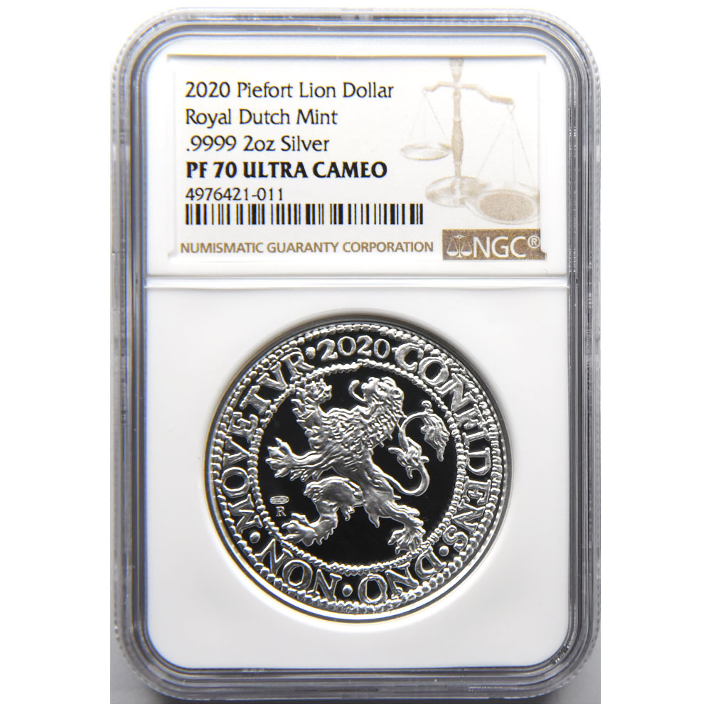 オランダ 2020 ライオンダラー2オンスピエフォー 銀貨 NGC PF 70 ULTRA