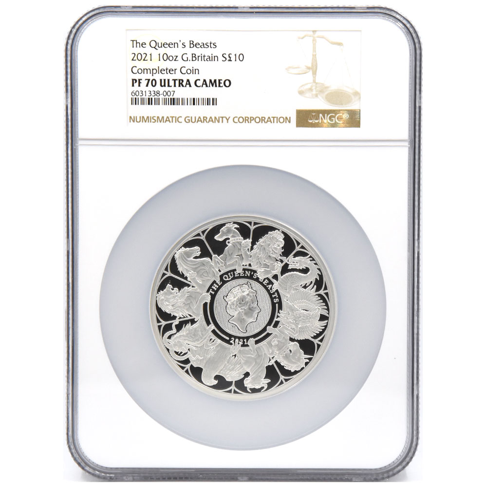 イギリス 2021 エリザベス2世 10ポンド 銀貨 NGC PF 70 ULTRA CAMEO