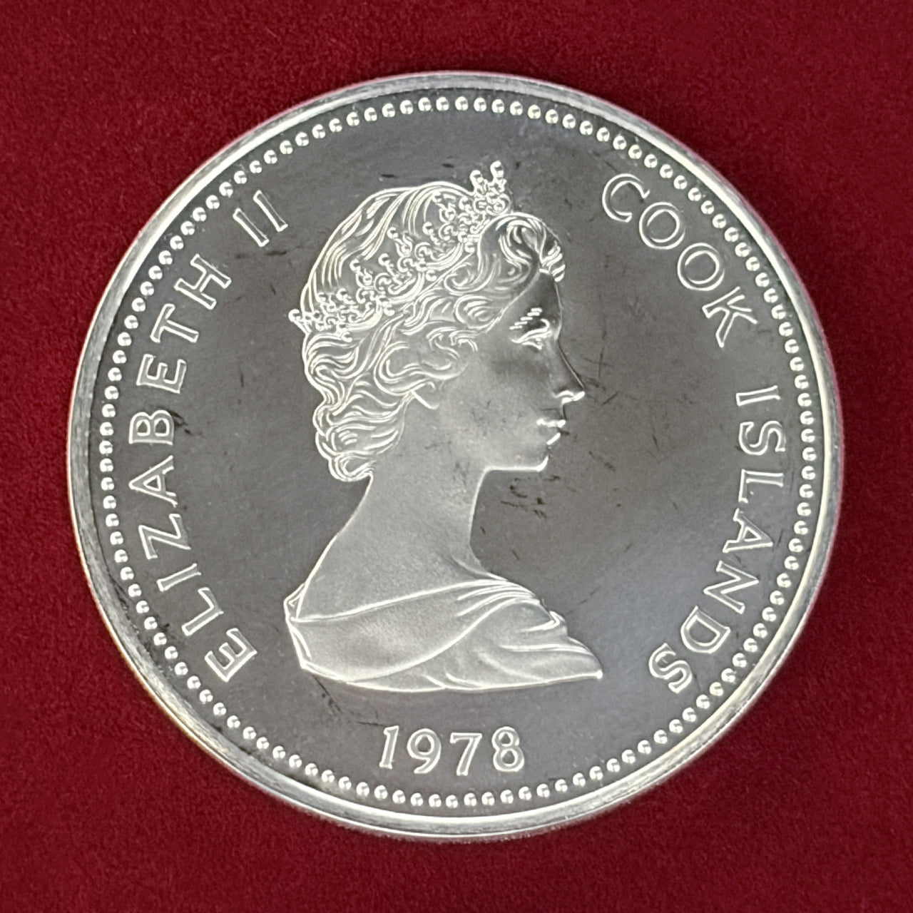 クック諸島】エリザベス2世戴冠式25周年記念 10ドル 銀貨 1978［B