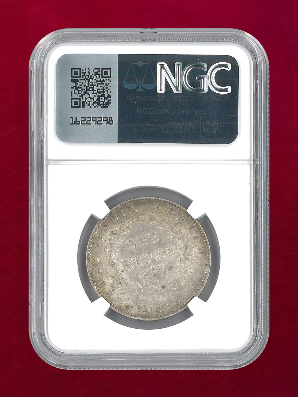 イギリス領インド】1ルピー 銀貨 1840.(C) NGC AU 53［B-0000661