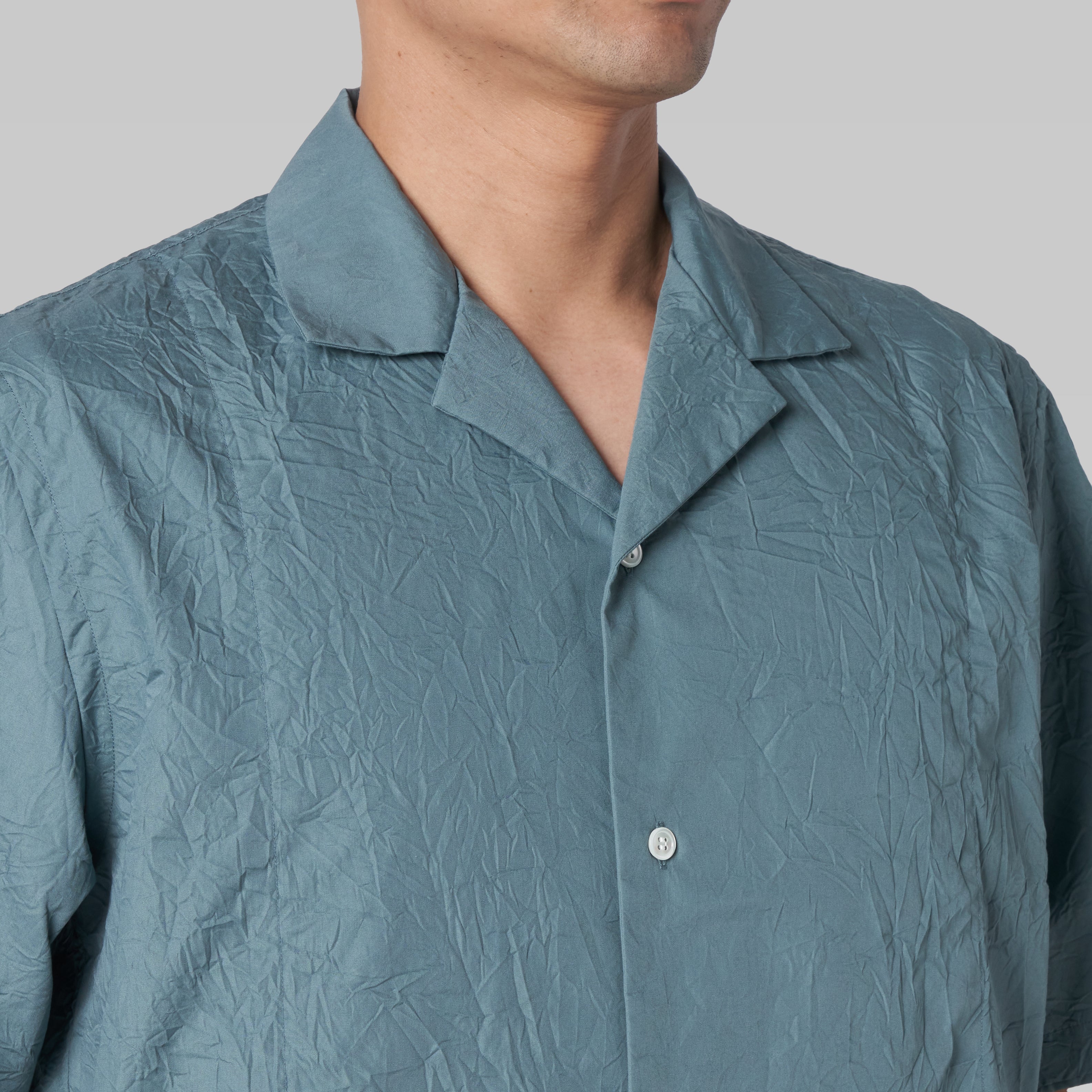 CSH-28 - Wrinkle Poplin - ミント / ショートスリーブ オープンカラー