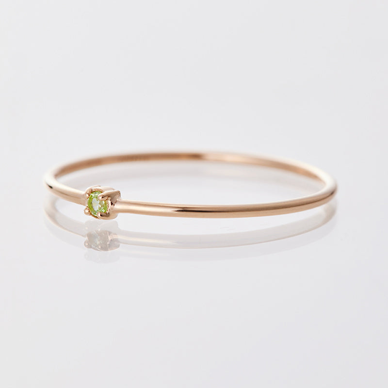 8月 誕生石】K10YG 1粒ペリドット誕生石リング / 誕生石ピンキーリング