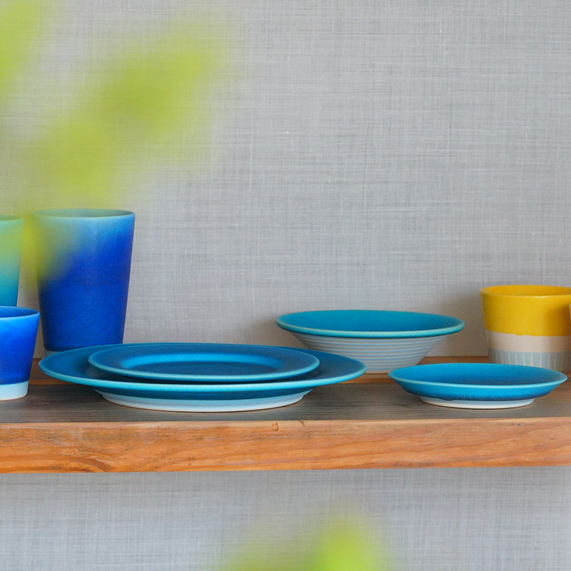 金城有美子】サンゴブループランツ＜リム皿17cm＞(直径17cm): 衣類