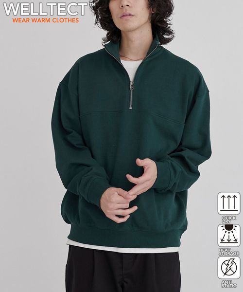 WELLTECT】ハーフジップスウェットプルオーバー