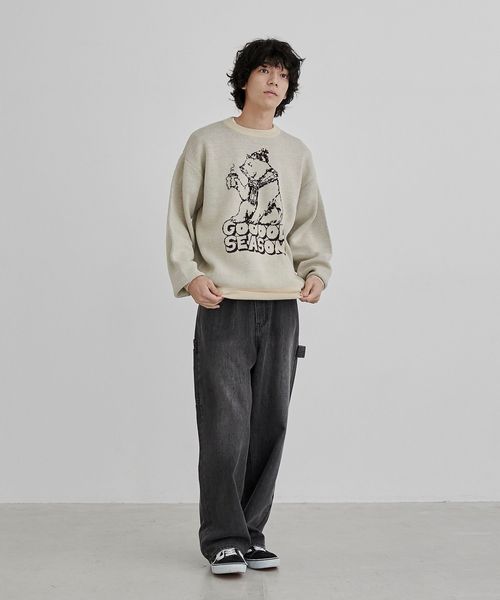 ベアジャガードクルーネックニット