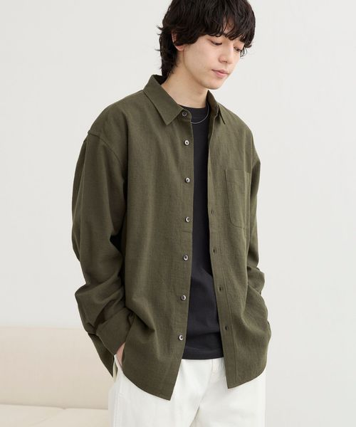 リネン混インドコットンシャツ