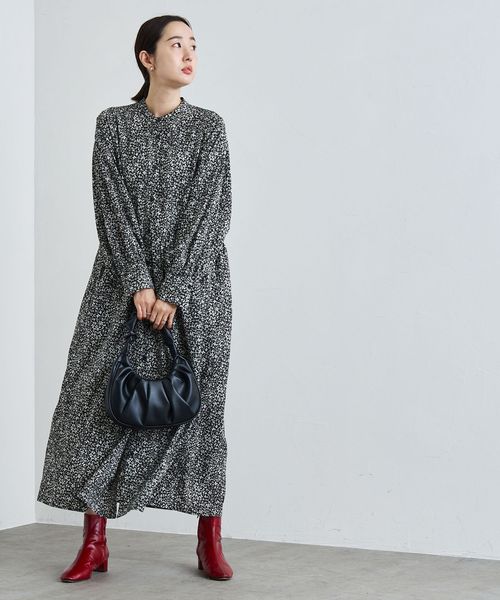 ボタニカルプリントロングワンピース