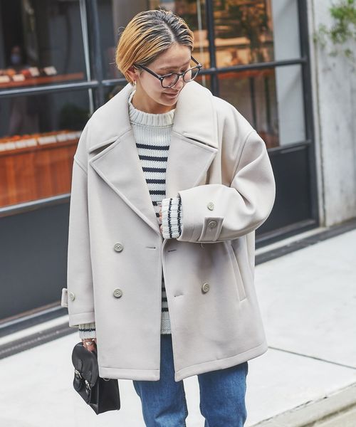 ジャージーメルトンビッグカラーPコート