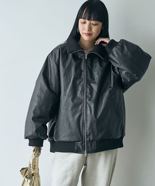 レザーライクパディングジャケット