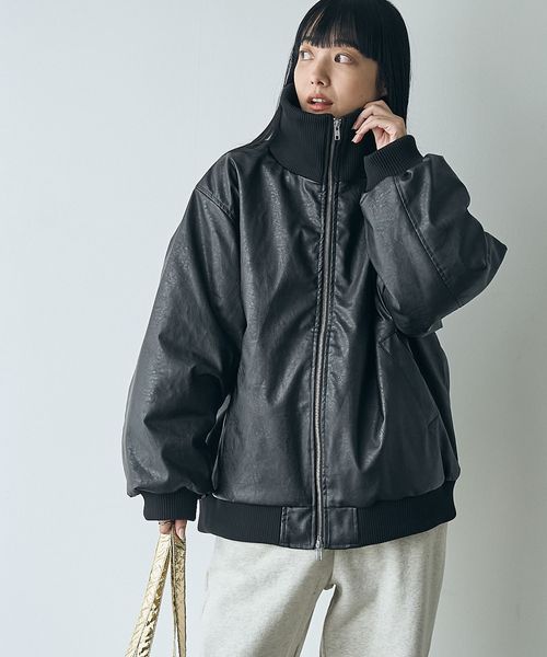 レザーライクパディングジャケット