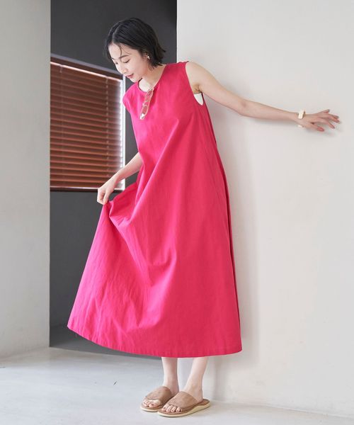 リネンライクフレアワンピース