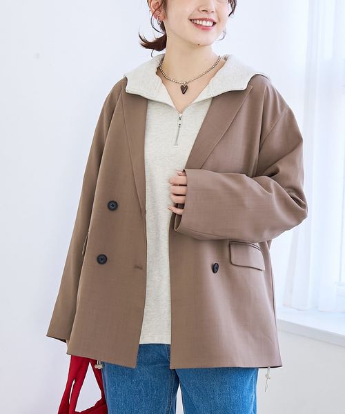 リネンライク ダブルブレストテーラードジャケット