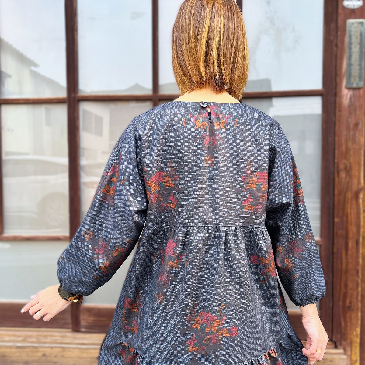 大島紬アレンジティアードワンピース】OT1 – こっとんコットン