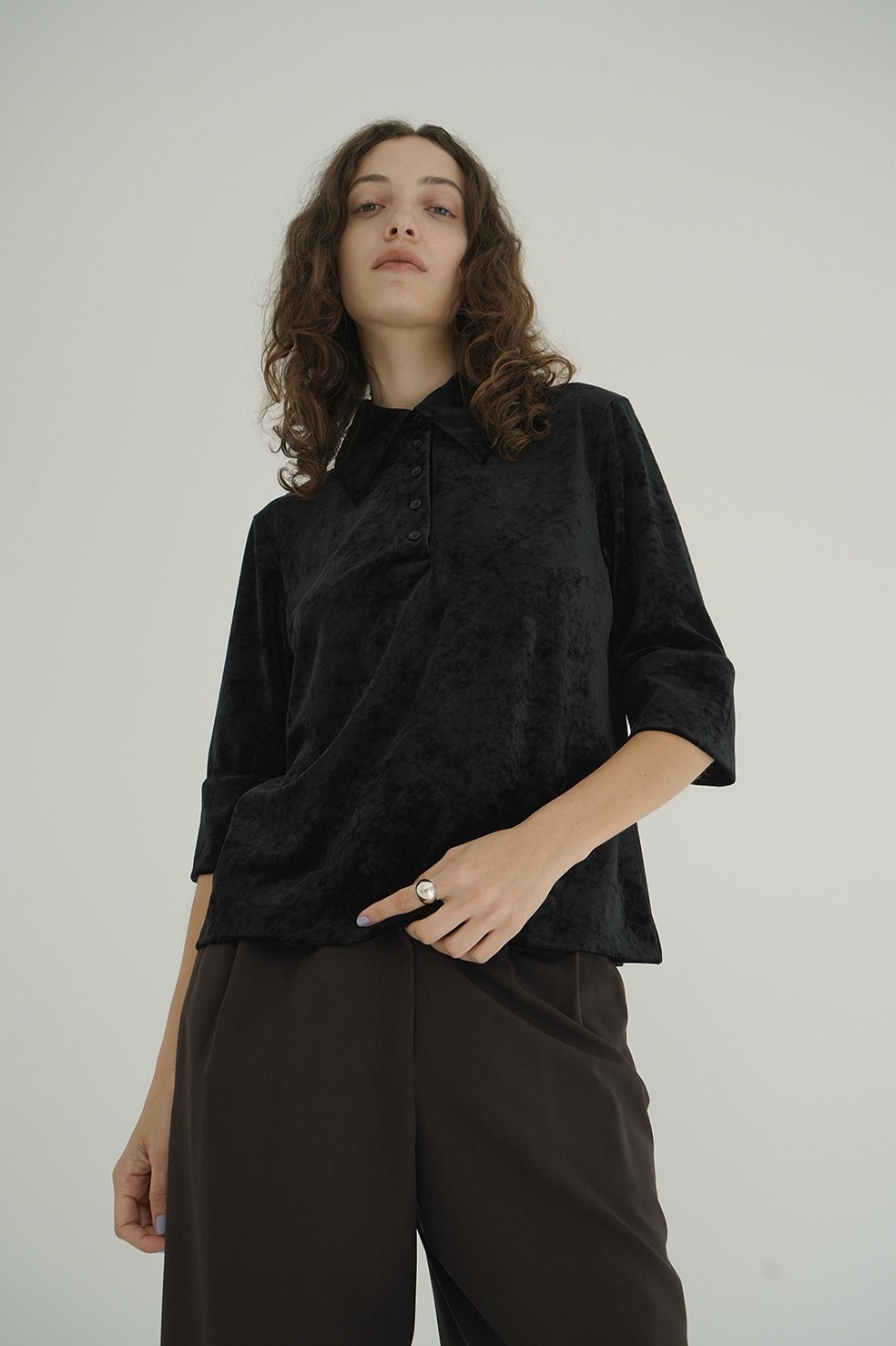 CRUSHED VELOUR POLO TOPS｜TOPS(トップス)｜CLANE OFFICIAL ONLINE STORE