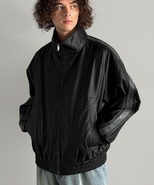 Classical Origin】High-Neck Leather Track Jacket／ハイネックレザー