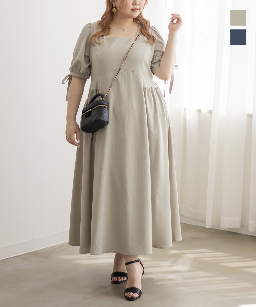 CLETTEオリジナル☆袖リボンワンピース | 大きいサイズ レディース専門