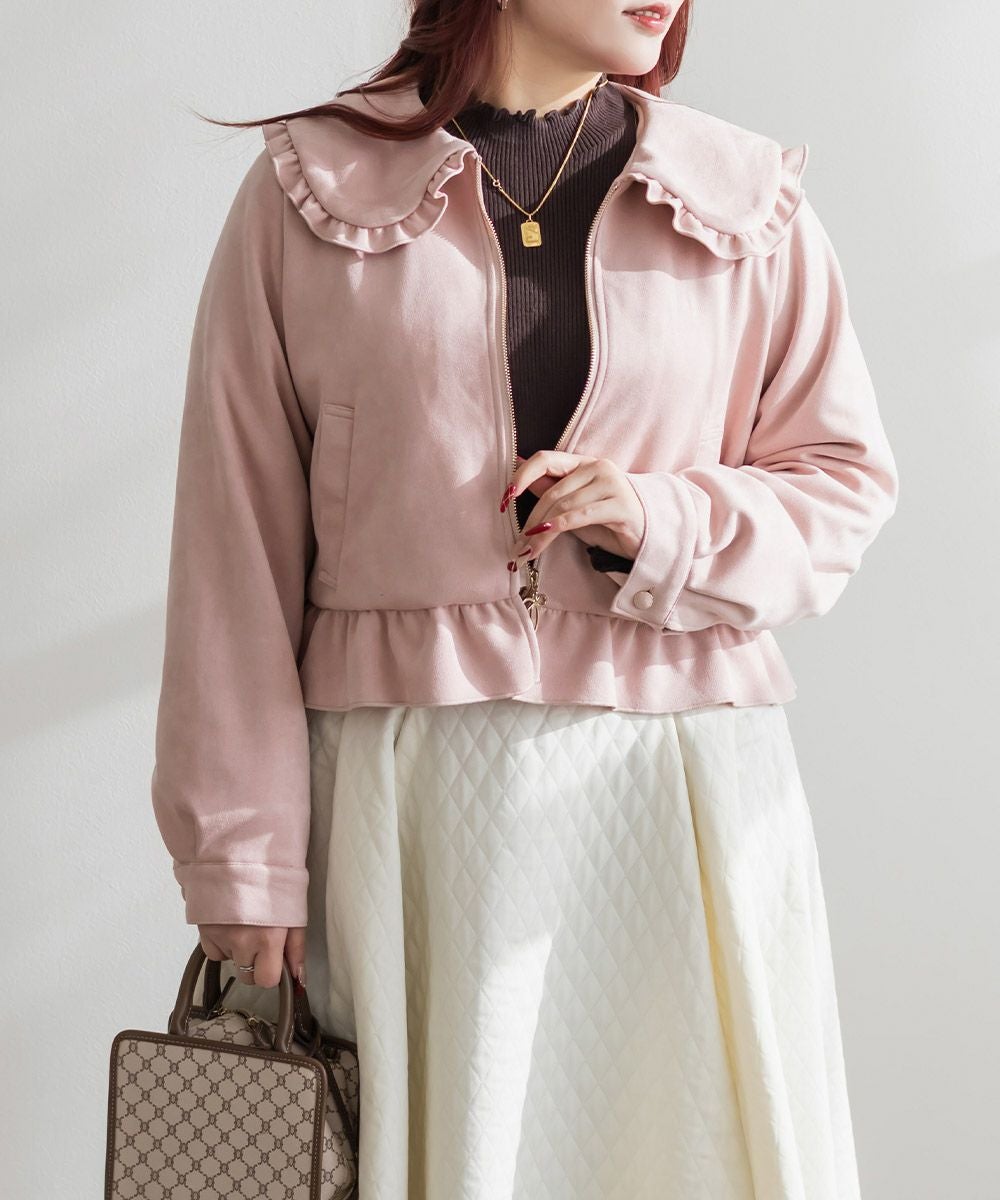 スエード風フリルジャケット | 大きいサイズ レディース専門店 CLETTE